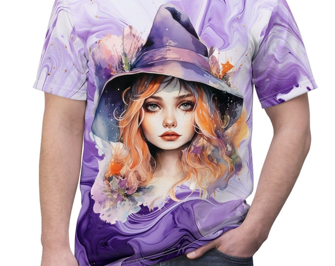 Unisex Lightweight Short Sleeve Tee, Boho Witchy with Flowers Tee Shirt, Bohemian Apparel, Unisex AOP Tee, S-3XL Sizes, Occult Shirt