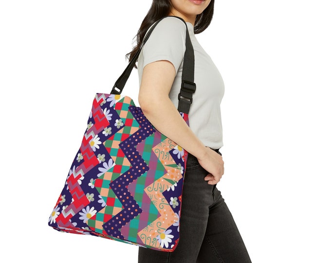 Adjustable Tote Bag, Batik Boho Tote Bag, Large Boho Tote, Lined Tote with Pockets, Boho Bohemian Hippie Shoulder Tote Bag