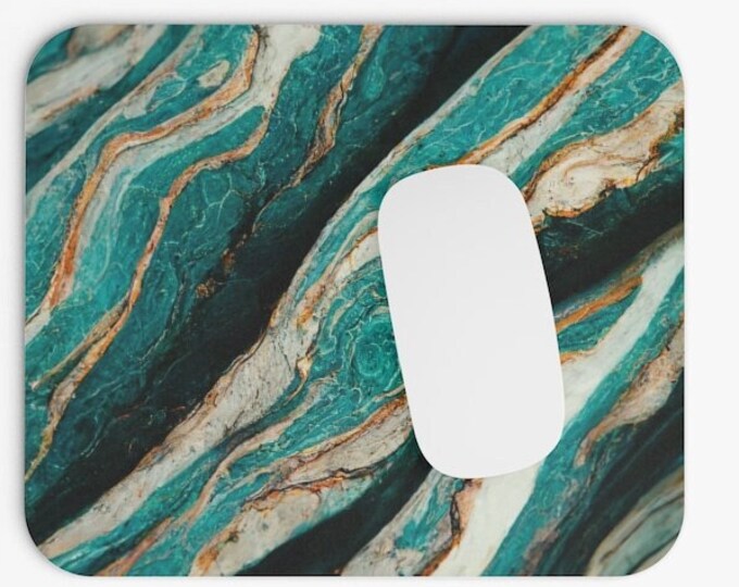 Turquoise Marble Damask Mouse Pad, 9"x8" Marble Paint Print Mouse Pad, Tech Computer Mouse Pad Office Supplies, Neoprene Non Slip Desk Mat