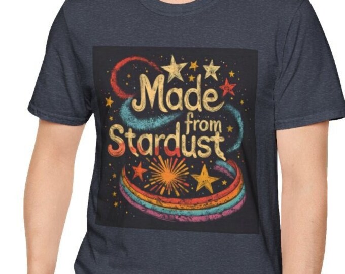 Unisex Softstyle T-Shirt, Made from Stardust Cotton Tee, Boho Hippie Shirt, Sizes XS-5XL, Men's Women's Retro Apparel Clothing