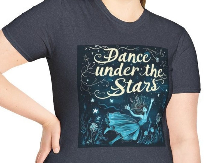 Unisex Softstyle T-Shirt, Dance Under the Stars Cotton Tee, Boho Hippie Shirt, Sizes XS-5XL, Men's Women's Retro Apparel Clothing