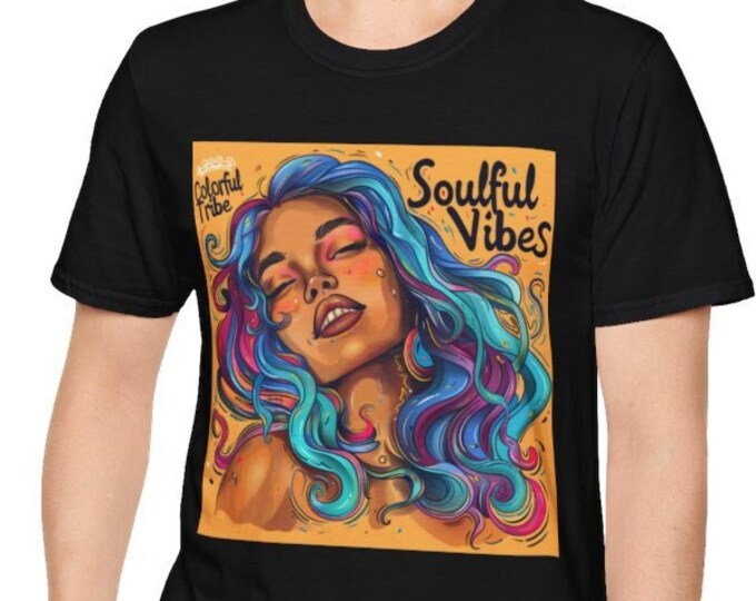 Unisex Softstyle T-Shirt, Soulful Vibes Cotton Tee, Boho Hippie Shirt, Sizes XS-5XL, Men's Women's Boho Apparel Clothing