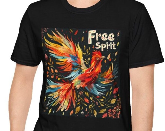 Unisex Softstyle T-Shirt, Free Spirit Cotton Tee, Boho Hippie Shirt, Sizes XS-5XL, Men's Women's Retro Apparel Clothing