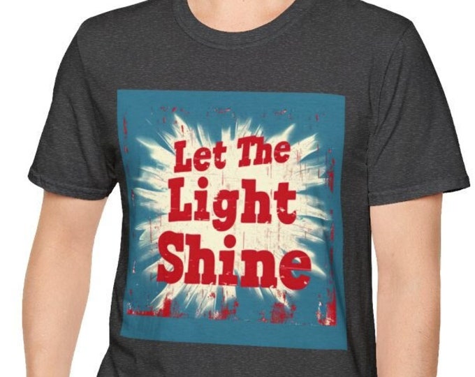 Unisex Softstyle T-Shirt, Let the Light Shine Cotton Tee, Boho Hippie Shirt, Sizes XS-5XL, Men's Women's Boho Apparel Clothing