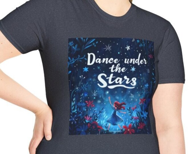 Unisex Softstyle T-Shirt, Dance Under the Stars Cotton Tee, Boho Hippie Shirt, Sizes XS-5XL, Men's Women's Retro Apparel Clothing