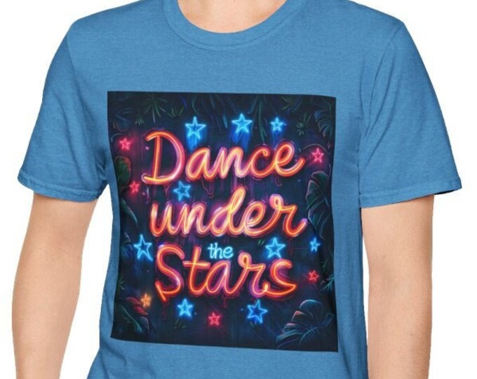 Unisex Softstyle T-Shirt, Dance Under the Stars Cotton Tee, Boho Hippie Shirt, Sizes XS-5XL, Men's Women's Boho Apparel Clothing