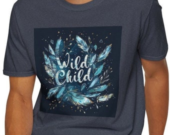 Unisex Softstyle T-Shirt, Wild Child Cotton Tee, Boho Hippie Shirt, Sizes XS-5XL, Men's Women's Retro Apparel Clothing