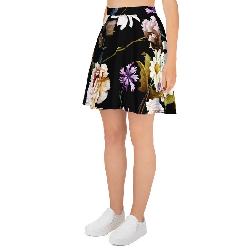 XS-3XL Size Circle Skirt Womens Skater Skirt Bohemian Hippie Clothing Custom All Over Print Skirt Roses Flowers Floral Skirt