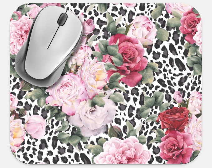 Floral Mouse Pad, Flowers Mouse Pad, Computer Accessories, Tech Desk Supplies, Boho Bohemian Hippie Mouse Pad, Neoprene Non Slip Mouse Pad