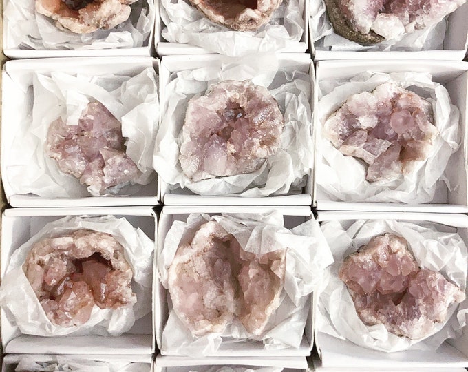 RARE Pink Amethyst Crystal Geode, Patagonia Argentina Pink Amethyst Mini Geode, Pink Crystal Geode Rock Specimen