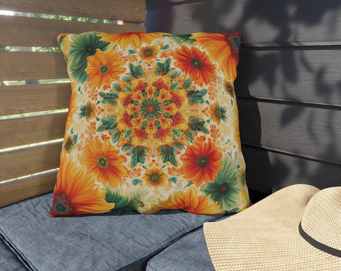 Boho Print Outdoor Decorative Pillow, CHOOSE Your SIZE, UV Resistant Outdoor Pillow, Colorful Pillow Decor, Water Resistant Pillow