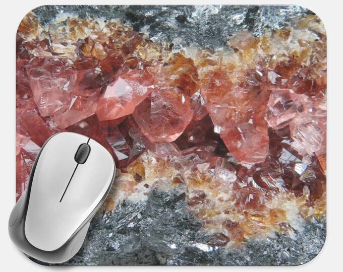 Gemstone Crystals Mouse Pad, Gems Mouse Pad, Computer Accessories, Tech Desk Supplies, Boho Bohemian Hippie Mouse Pad, Neoprene Mouse Pad