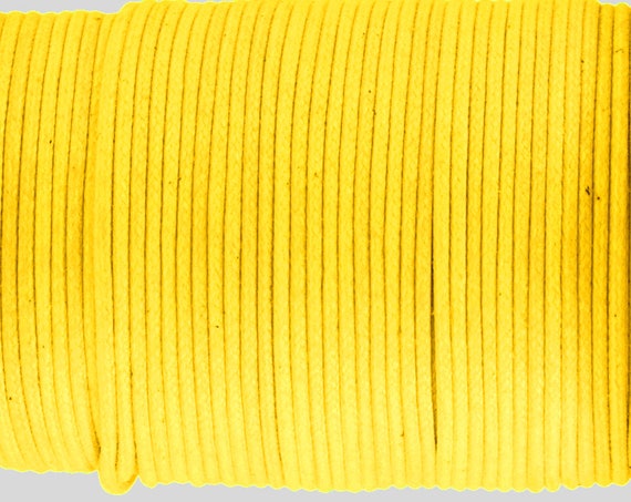 DIY JEWELRY BEADING CORD N229 CORD YELLOW WAXED BRAIDED COTTON VINTAGE 2mm 