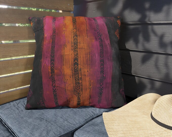 Boho Print Outdoor Decorative Pillow, CHOOSE Your SIZE, UV Resistant Outdoor Pillow, Colorful Pillow Decor, Water Resistant Pillow