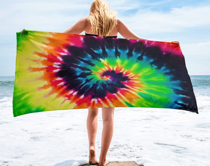 Large Beach Towel, 30 x 60 Inch Towel, Bath Towel, Tie Dye Boho Towel, Custom Print Towel, Tie Dye Art Designer Towel, Premium Towel