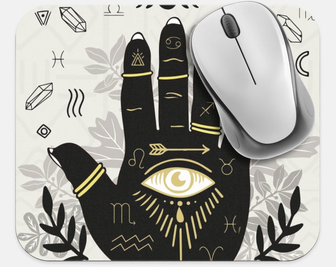 Witchy Occult Mouse Pad, Oracle Esoteric Mouse Pad, Computer Desk Office Supplies, Boho Bohemian Hippie Mouse Pad, Neoprene Mouse Pad