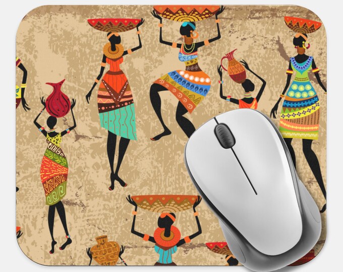 African Art Mouse Pad, Tribal Batik Mouse Pad, Computer Accessories, Tech Desk Supplies, Boho Bohemian Hippie Mouse Pad, Neoprene Mouse Pad