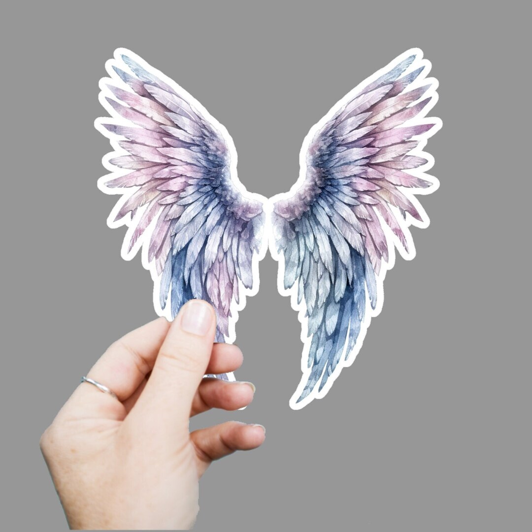 Blue Angel Wings Vinyl Decal, Satin Finish Sticker, Watercolor Wing ...