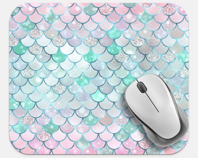 Mermaid Scales Mouse Pad, Dragon Scales Mouse Pad, Computer Accessories, Tech Desk Supplies, Boho Bohemian Hippie Neoprene Mouse Pad