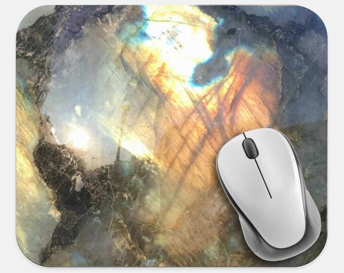 Gemstone Crystals Mouse Pad, Gems Mouse Pad, Computer Accessories, Tech Desk Supplies, Boho Bohemian Hippie Mouse Pad, Neoprene Mouse Pad