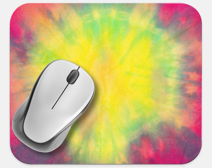 Tie Dye Mouse Pad, Hippie Mouse Pad, Computer Accessories, Tech Desk Supplies, Boho Bohemian Hippie Mouse Pad, Neoprene Non Slip Mouse Pad