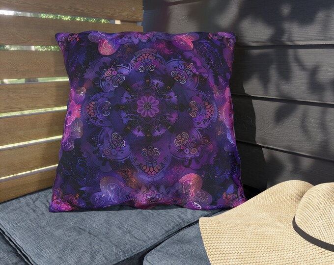 Boho Print Outdoor Decorative Pillow, CHOOSE Your SIZE, UV Resistant Outdoor Pillow, Colorful Pillow Decor, Water Resistant Pillow