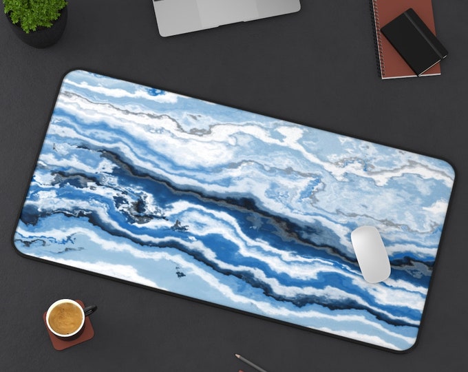 LARGE Crystal Gem Marble Desk Mat, 3 Sizes Non Slip Desk Pad, Office Computer Tech Supplies, Boho Bohemian Hippie Neoprene Desk Pad