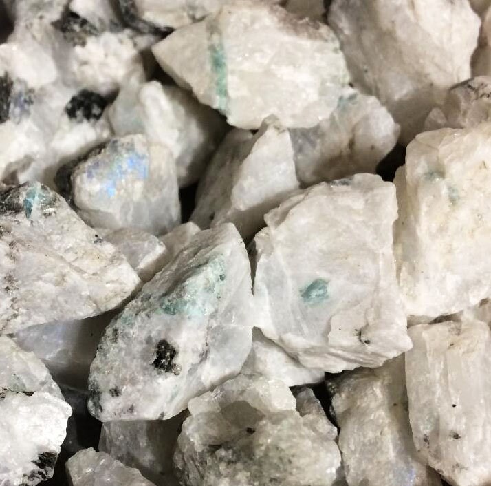 RARE Bulk 1/4lb Aquamarine in Rainbow Moonstone Gemstones, Bulk