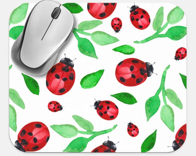 Ladybugs Mouse Pad, Ladybug Mouse Pad, Computer Accessories, Tech Desk Supplies, Boho Bohemian Hippie Mouse Pad, Neoprene Non Slip Mouse Pad