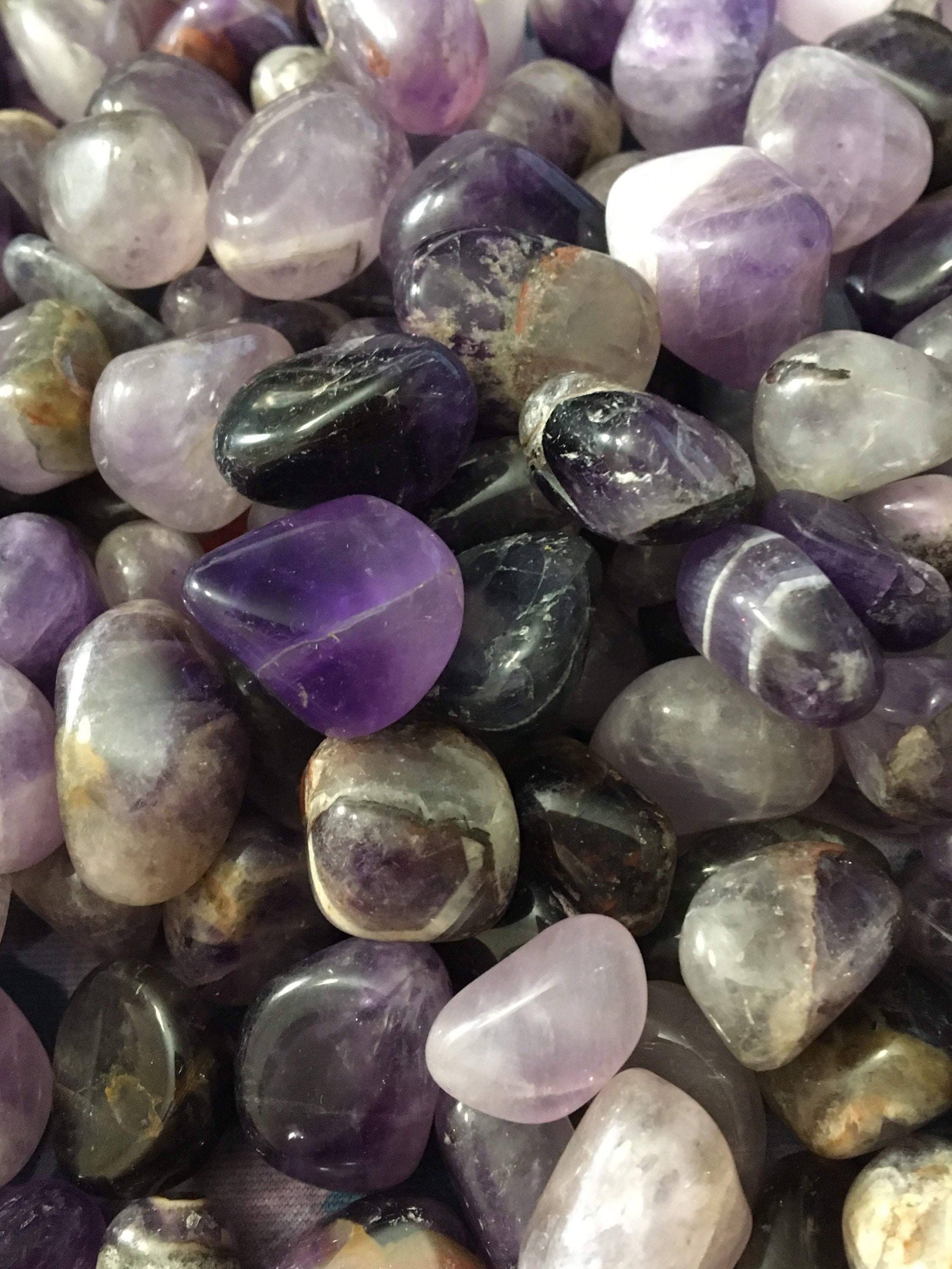 Bulk 1lb Tumbled Medium Amethyst Gemstones, Mixed Sizes Bulk Amethyst