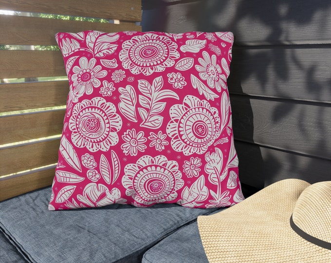 Boho Print Outdoor Decorative Pillow, CHOOSE Your SIZE, UV Resistant Outdoor Pillow, Colorful Pillow Decor, Water Resistant Pillow