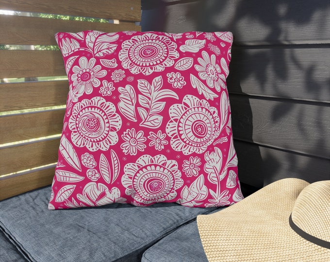 Boho Print Outdoor Decorative Pillow, CHOOSE Your SIZE, UV Resistant Outdoor Pillow, Colorful Pillow Decor, Water Resistant Pillow