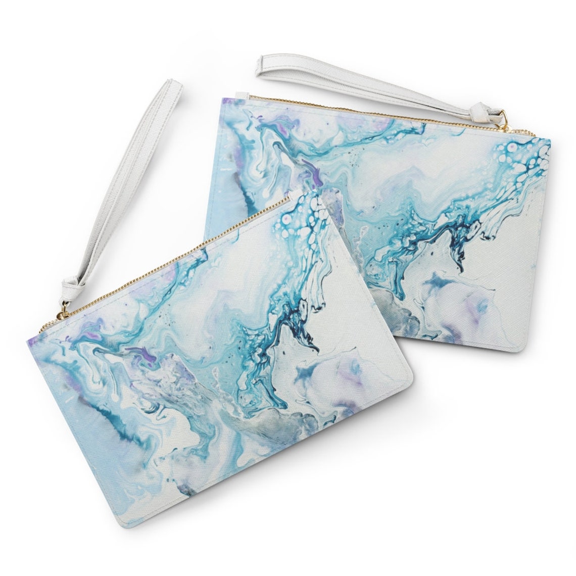 Vegan Leather Lined Clutch Bag Marble Print Bag Art Zipper Etsy UK