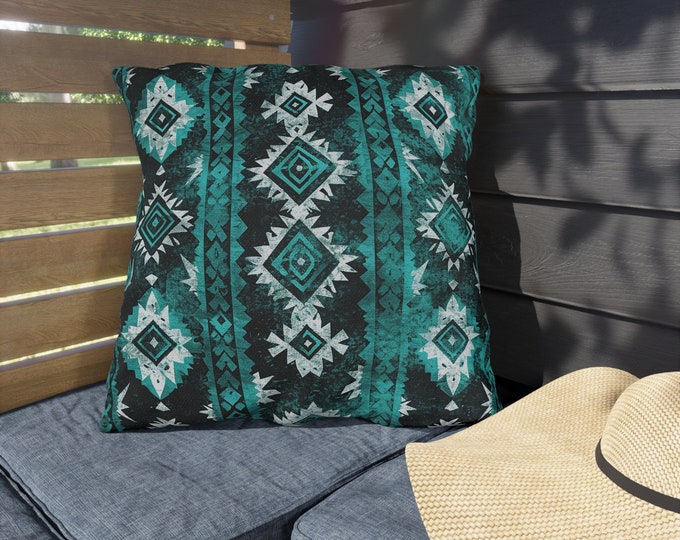 Boho Print Outdoor Decorative Pillow, CHOOSE Your SIZE, UV Resistant Outdoor Pillow, Colorful Pillow Decor, Water Resistant Pillow