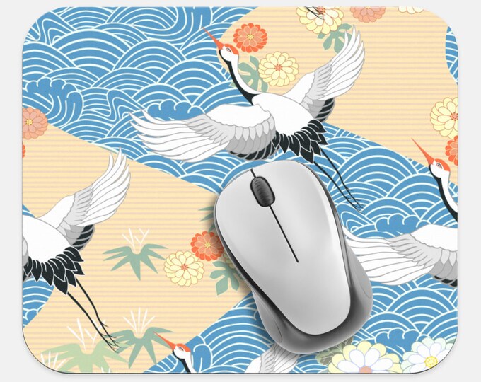 Japanese Art Mouse Pad, Asian Art Mouse Pad, Computer Accessories, Tech Desk Supplies, Boho Bohemian Hippie Mouse Pad, Neoprene Mouse Pad