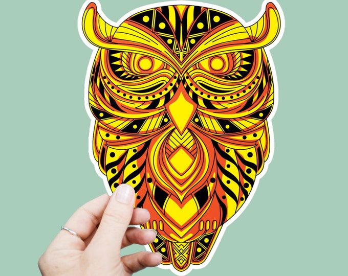 Celestial Owl Bird Decal, Satin Finish Sticker, Boho Sticker Laptop Sticker, Window Decal, Water Bottle Decal, 4 Sizes
