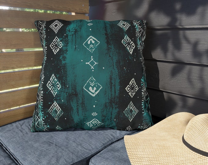 Boho Print Outdoor Decorative Pillow, CHOOSE Your SIZE, UV Resistant Outdoor Pillow, Colorful Pillow Decor, Water Resistant Pillow