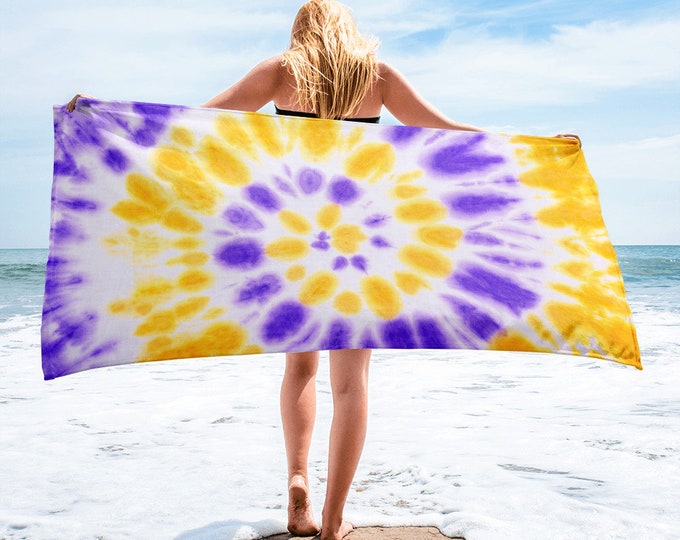 Large Beach Towel, 30 x 60 Inch Towel, Bath Towel, Tie Dye Boho Towel, Custom Print Towel, Tie Dye Art Designer Towel, Premium Towel