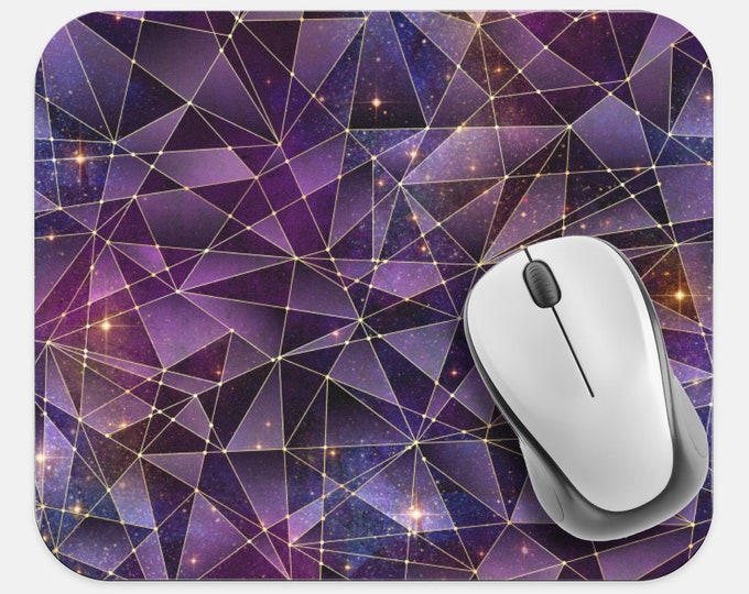 Geometric Prism Crystal Mouse Pad, Computer Accessories, Tech Desk Supplies, Boho Bohemian Hippie Mouse Pad, Neoprene Mouse Pad