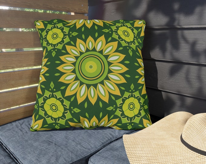 Boho Print Outdoor Decorative Pillow, CHOOSE Your SIZE, UV Resistant Outdoor Pillow, Colorful Pillow Decor, Water Resistant Pillow