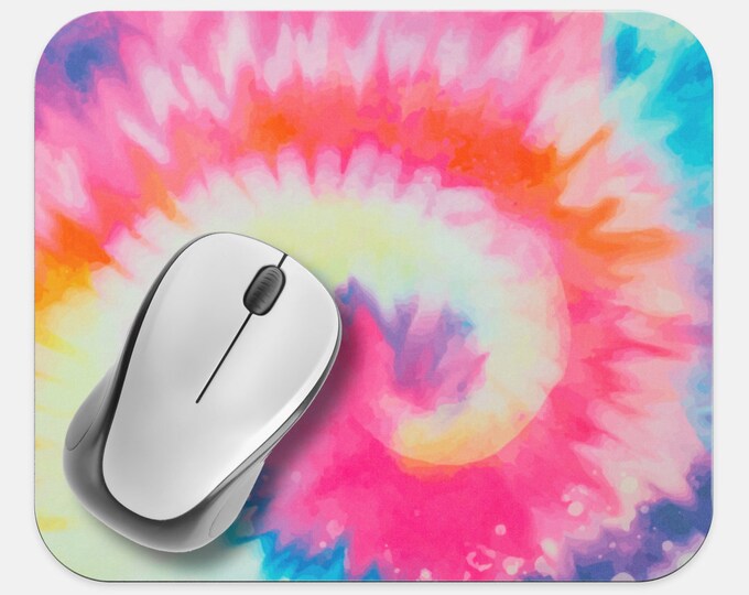 Tie Dye Mouse Pad, Hippie Mouse Pad, Computer Accessories, Tech Desk Supplies, Boho Bohemian Hippie Mouse Pad, Neoprene Non Slip Mouse Pad