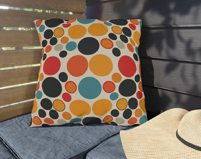 Boho Retro Print Outdoor Decorative Pillow, CHOOSE Your SIZE, UV Resistant Outdoor Pillow, Colorful Pillow Decor, Water Resistant Pillow