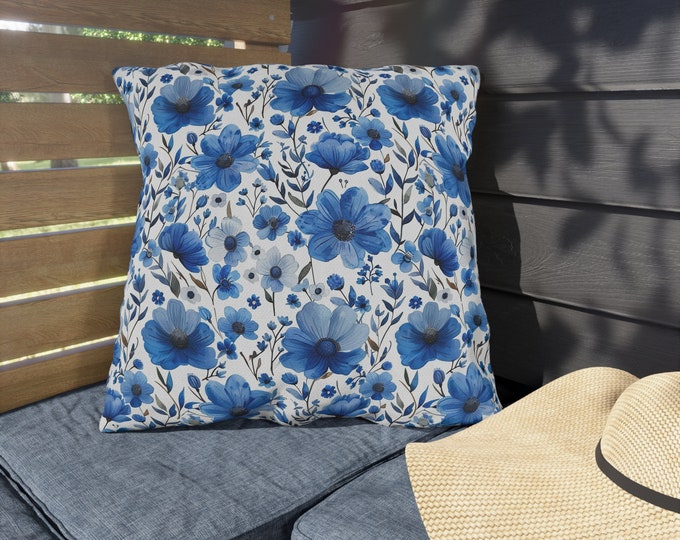 Boho Floral Print Outdoor Decorative Pillow, CHOOSE Your SIZE, UV Resistant Outdoor Pillow, Colorful Pillow Decor, Water Resistant Pillow