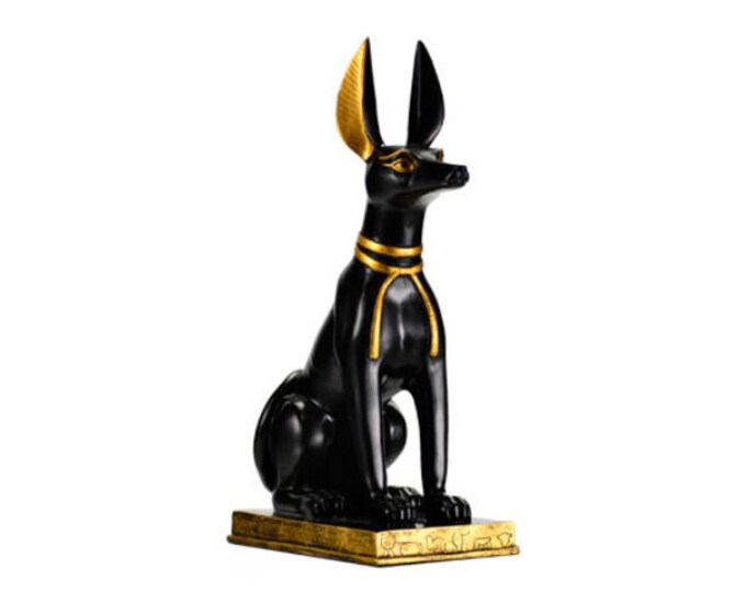 Black And Gold Anubis Dog 9" Cold Cast Resin Statue, Guardian Of The Underworld Statue, Egyptian Anubis Statue, Home Décor