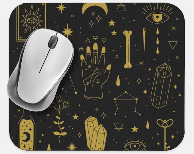 Witchy Occult Mouse Pad, Oracle Esoteric Mouse Pad, Computer Desk Office Supplies, Boho Bohemian Hippie Mouse Pad, Neoprene Mouse Pad