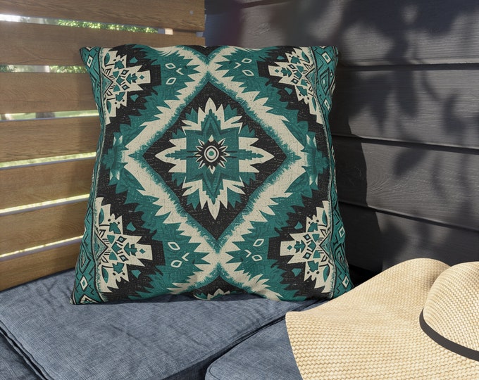 Boho Print Outdoor Decorative Pillow, CHOOSE Your SIZE, UV Resistant Outdoor Pillow, Colorful Pillow Decor, Water Resistant Pillow