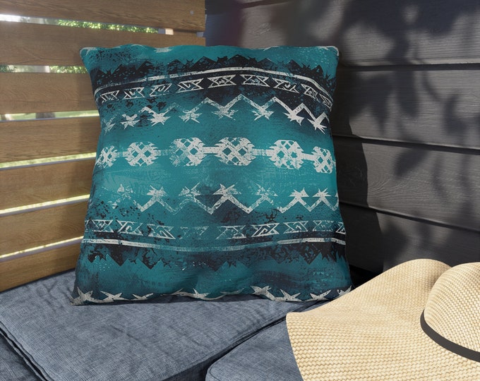 Boho Print Outdoor Decorative Pillow, CHOOSE Your SIZE, UV Resistant Outdoor Pillow, Colorful Pillow Decor, Water Resistant Pillow