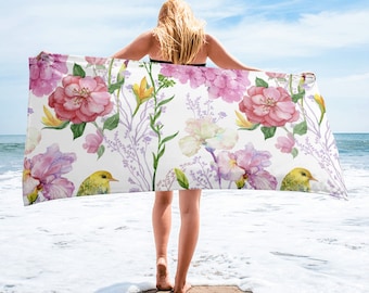 Large Beach Towel, 30 x 60 Inch Towel, Bath Towel, Wildflowers Floral Towel, Custom Print Towel, Floral Art Designer Towel, Premium Towel