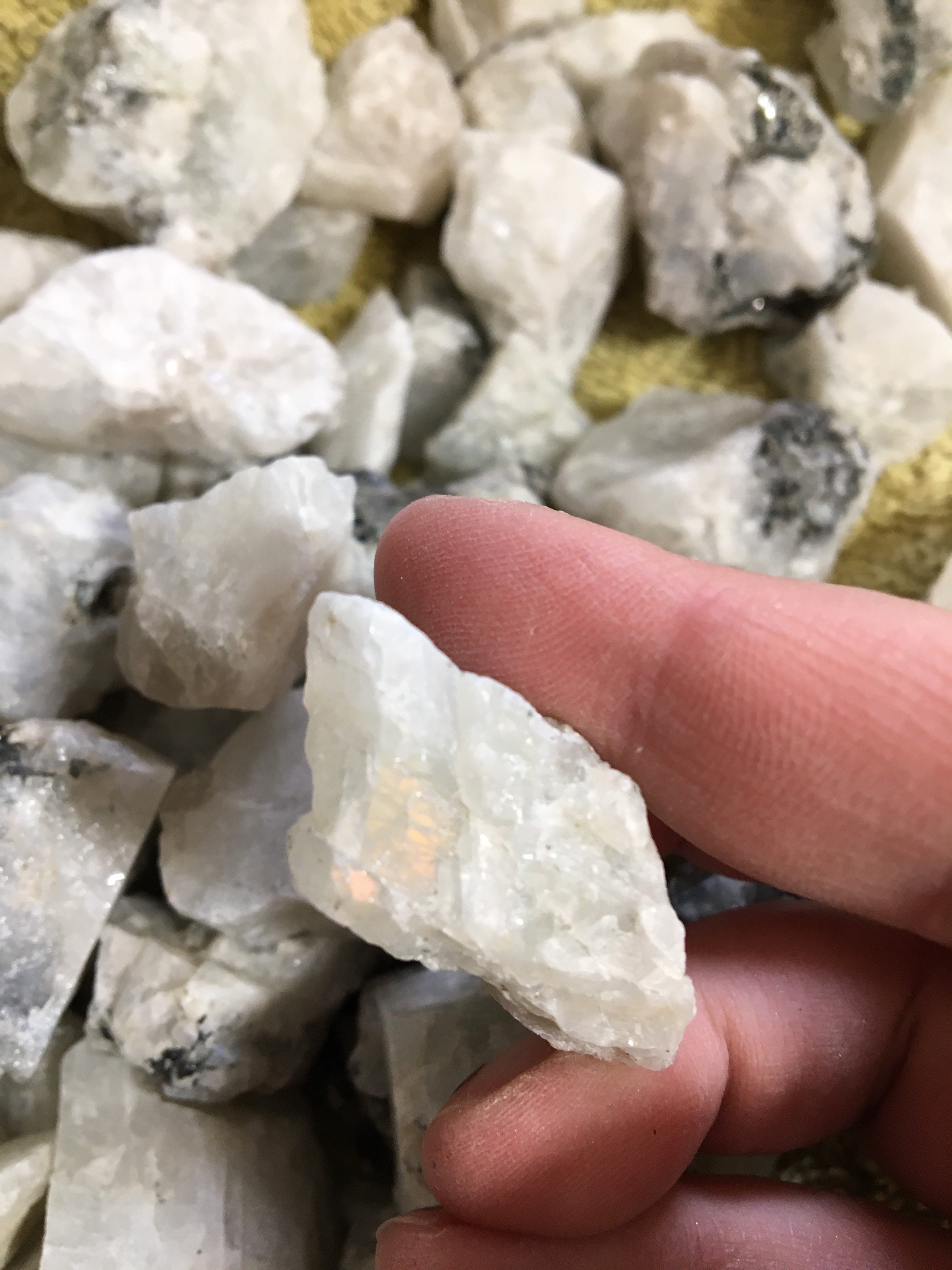 Bulk 1lb Rough White Rainbow Moonstone Gemstones, Bulk Wholesale Rough