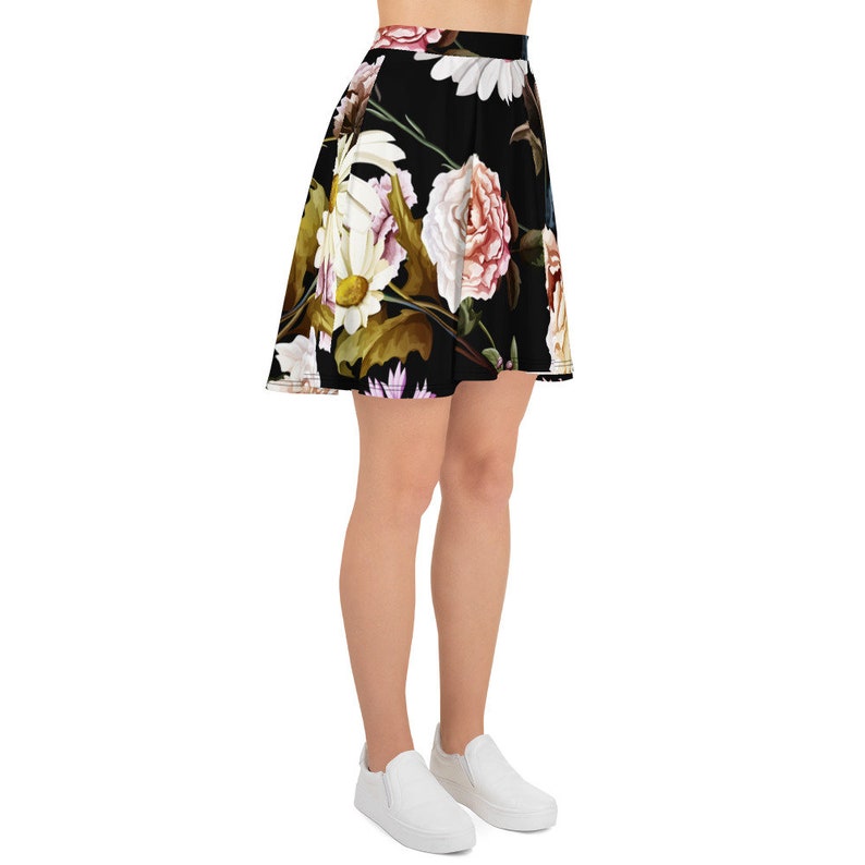 XS-3XL Size Circle Skirt Womens Skater Skirt Bohemian Hippie Clothing Custom All Over Print Skirt Roses Flowers Floral Skirt